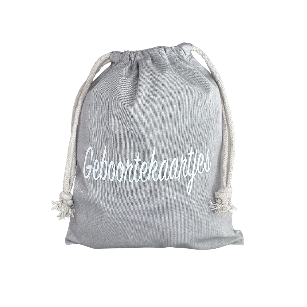 BewaarzakjeGrijs - Geboortekaartjes