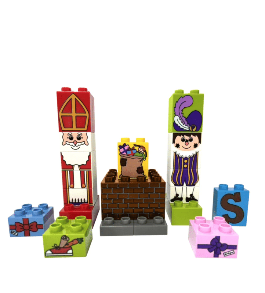 Sinterklaas XL bricks bouwset met Sinterklaas, piet, cadeautjes en stapelbare bouwstenen