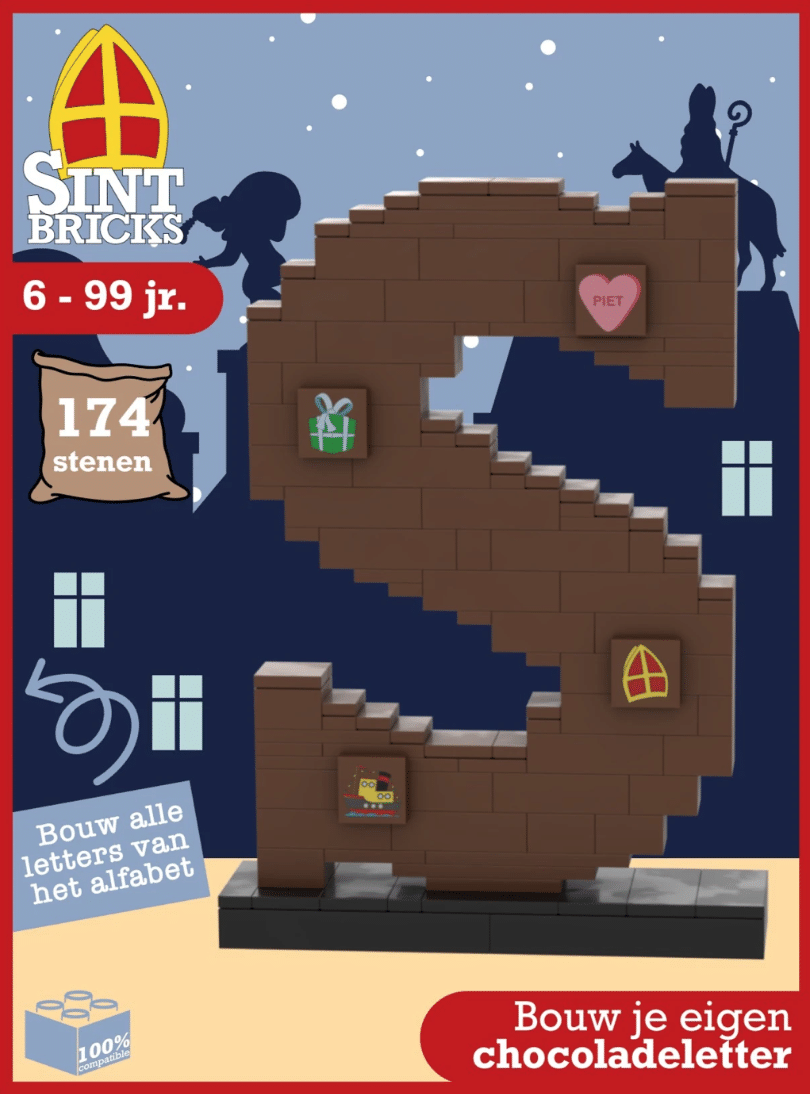 Sinterklaas Bricks chocoladeletter bouwset met 174 stenen